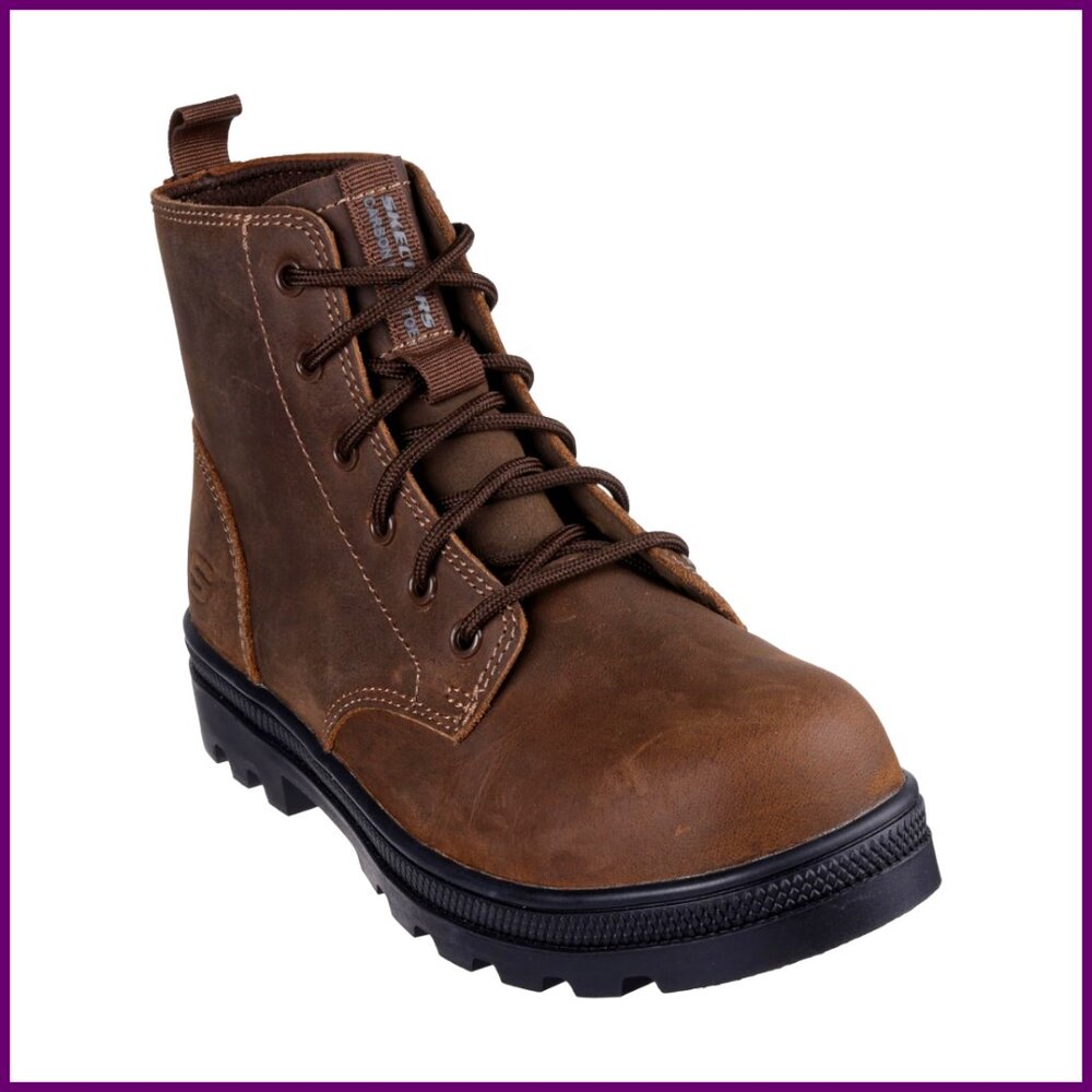 Women's Work Boots Safety Toe Slip Resistant Leather Ankle Boots